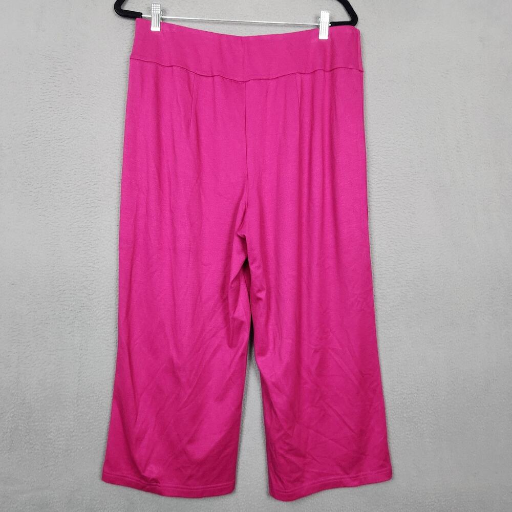 Bob Mackie Pants Womens Large Pink Stretch Jersey Wide Leg Capri Pull On Casual - Picture 2 of 15